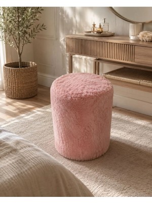 Peluş Çok Amaçlı Dekoratif Puf Koltuk Pembe