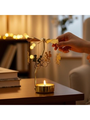 Hediyesahibi Bisikletli Sevgililer Temalı Tealight Mumluk – Dekoratif Masa Üstü Aksesuar