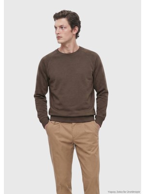 Ramsey Haki Bisiklet Yaka Düz Sweatshirt