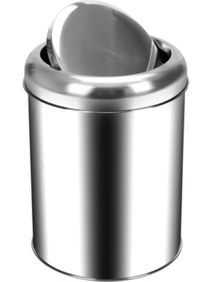 Vinoks Premium Serisi Pratik Döner Kapaklı 5 Litre Mutfak/banyo Çöp Kovası Paslanmaz Krom, 5l