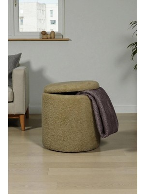 Kuzu Tüy Kumaş Sandıklı Silindir Çok Amaçlı Puf Koltuk Bench Tabure Sehpa