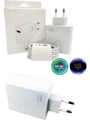 Genel Tedarik 120 Watt Turbo Hızlı Şarj Aleti Seti Hızlı Şarj Adaptörü Beyaz