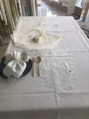 Ceki Home Sofra Takımı 12 Kişilik 26 Parça Anna Model Yemek Takımı Örtüsü Dertsiz 160 x 260 cm Masa Örtüsü