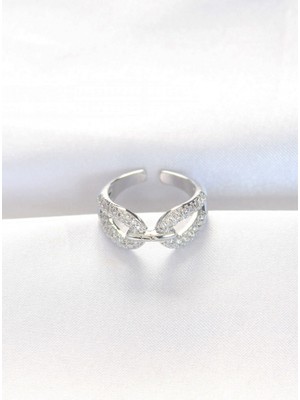 Pileli Store Zirkon Taşlı Silver Renk Ayarlanabilir Yüzük TJ-BYK3108