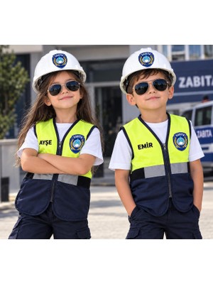 Teknik Isme Özel Zabıta Kostüm Seti Çocuk | Zabıta Yeleği Seti Kişiye Özel Baskılı