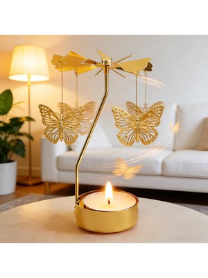 Hediyesahibi Kelebek Temalı Tealight Mumluk – Dekoratif Masa Üstü Aksesuar