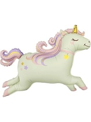 Mythriva Pastel Renkli Unicorn Figür Folyo Balon, 84X96 cm