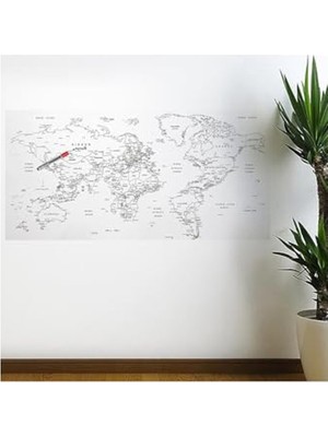 Mythriva Yazılabilir Dünya Haritası Manyetik Duvar Stickerı 110 x 56 cm