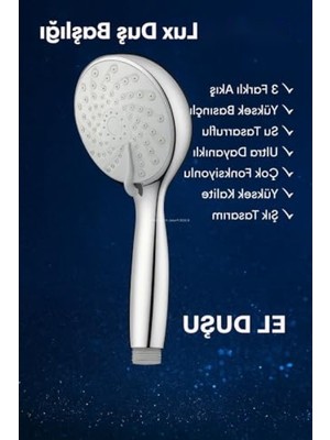 Mythriva Çok Fonksiyonlu Yüksek Basınçlı Duş Başlığı - 3 Akış Modu