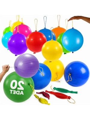 Mythriva Büyük Balonlar Için 20 Adet Lastikli Zıpzıp Balon Seti, Eğlenceli Etkinlikler Için