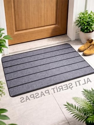 Mythriva Gri Kaymaz Kapı Önü Paspası, Dayanıklı ve Su Geçirmez 45X70 cm