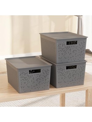 Mythriva Kapaklı Saklama Kutusu, 4 L / 12 L / 20 L Seçenekleri ile Şık ve Kullanışlı Organizer