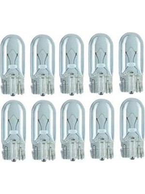 Mythriva 10 Adet W5W T10 Dipsiz Ampul, 12V 5W