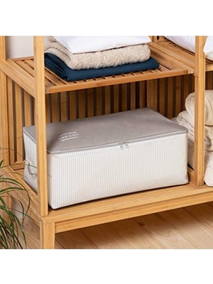 Mythriva Orta Boy Gri Çizgili Saklama Hurcu - 52 x 28 x 21 cm