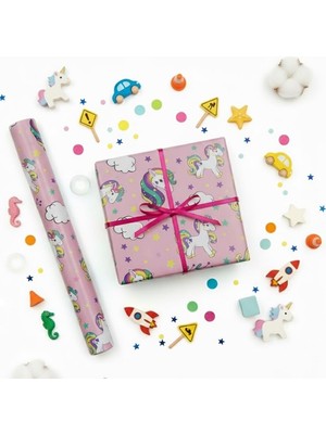 Mythriva Çocuklar Için Eğlenceli Temalı Hediye Paketleme Kağıdı, 70X100 Cm, 2'li Set