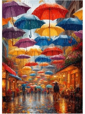 Mythriva 1000 Parça Yağmurlu Şemsiyeli Sokak Puzzle