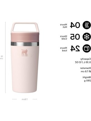 Mythriva Paslanmaz Çelik Sızdırmaz Termos Bardak, Pembe Kuvars, 0.35 Litre
