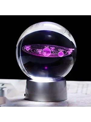 Mythriva 3D Işıklı Gezegen Cam Küre Dekoratif Hediyelik