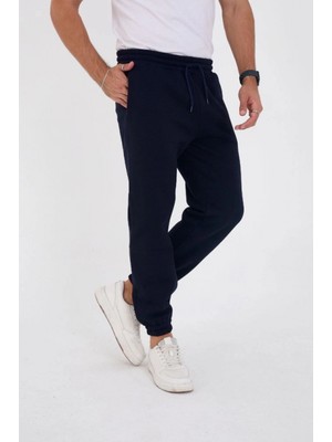 Pileli Store Unisex Kışlık Üç Iplik Lastikli Eşofman Pantolon - Lacivert