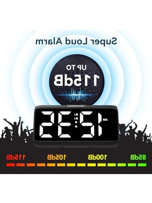Mythriva Yatak Odaları Için Dijital Çalar Saat, Çift Alarmlı Yüksek Sesli Çalar Saat, Kalın Rakamlar, 5 Dimmer, 4 Cilt, Erteleme, Derin Uyuyanlar Için Başucu Saati, Çocuklar Gençler Yaşlılar, Takmalı