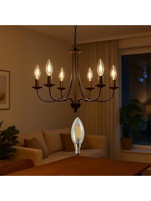 Mythriva LED Rustik Mum Buji Ampul, E14 Duy, 10'lu Paket