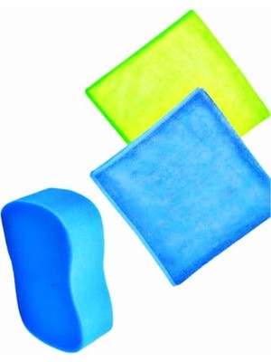 Mythriva Kyrotech 3’lü Araç Temizlik ve Detay Bakım Seti, 2’li Mikrofiber Bez + Araç Yıkama Süngeri, Çizmez, Iz Bırakmaz, Profesyonel Oto Bakım, Car Detailing Set
