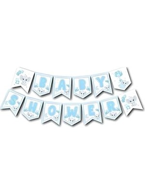Mythriva Mini Party Store Zikzak Banner Baby Shower Mavi Fil, 895689564556223