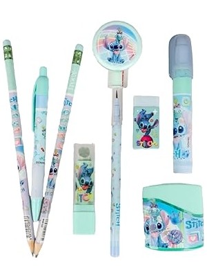 Mythriva Lisanslı Stitch 8 Parça Kırtasiye Seti, Silgili Kurşun Kalem, Roket Silgi, Kalemtraş