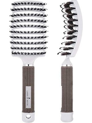 Mythriva - LOM1072 Premium Detangler, Dolaşık Saç Açma Fırçası, Yumuşak ve Esnek Iyonik Fırça Dişleri (Beyaz)