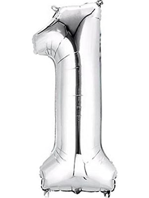 Mythriva 1 Rakamı Gümüş Folyo Balon - (40INÇ, 100CM)