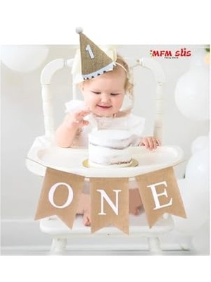 Mythriva One 1 Yaş Ponponlu Hasır Şapka ve Hasır Banner Yazı Set 2 Ürün