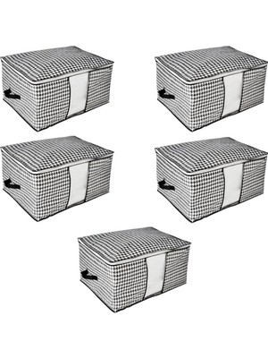 Mythriva Aee® 5 Adet Mega Boy Pencereli Hurç Seti 64X46X34 Büyük Boy Yorgan Hurcu Battaniye Yastık Baza Altı Dolap Üstü Çeyiz Bohçası Düzenleyeci Organizer