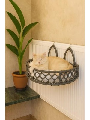 Mythriva Kedi Köpek Kalorifer Yatağı Dekoratif Hamak (Antrasit)