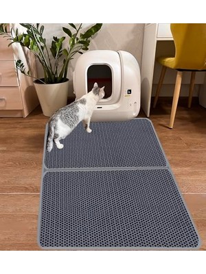Mythriva 3 Xl Premium Gri Kedi Kumu Paspası 90 cm x 120 cm