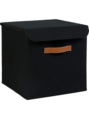 Mythriva Ocean Home Textile Siyah Renk Jüt Kapaklı Kutu 30 x 30 x 30 cm