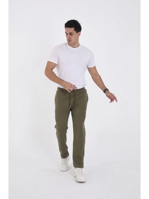 Pileli Store Üç Iplik Basic Eşofman Pantolon - Haki