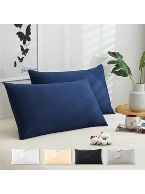 Mythriva Pamuklu 2'li Kapaklı Yastık Kılıfı 50X70 cm - Yumuşak ve Nefes Alabilir (Antrasit)