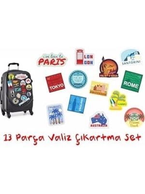 Mythriva Bavul, Valiz, Seyahat Çantaları Için Turistik Şehirler Temalı Sticker Çıkartma Seti 13 Parça