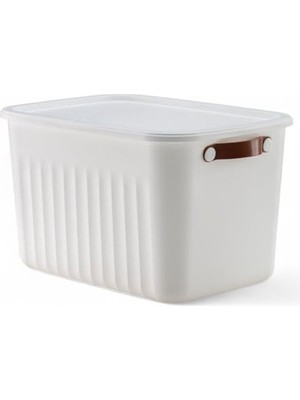 Mythriva Deconox 1 Adet Düzenleyici Kapaklı Kutu, Dekoratif Saklama Kutusu, Organizer (35CM*25CM*22CM) Beyaz 15 Litre