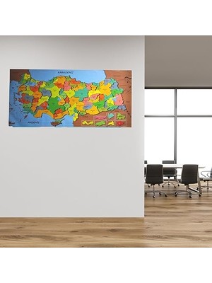 Mythriva -Renkli Türkiye Haritası Manyetik Duvar Stickerı 118 * 56 cm