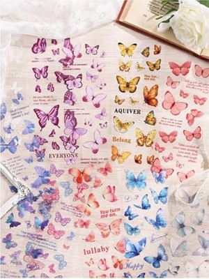 Mythriva Kolbi Craft 6 Sayfa 120 Adet Şeffaf Kelebek Sticker Bullet Journal Scrapbook Laptop Ajanda Planlayıcı