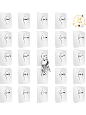 Mythriva 24 Adet Yapışkan Vida, Yapışkan Kanca, Sihirli Kanca, Delmeden Duvara Sabitleme, Şeffaf, Su Geçirmez Vida, Kendinden Yapışkanlı Vida, Banyo, Mutfak, Duş, Depo Odası Için (8/10 Mm)