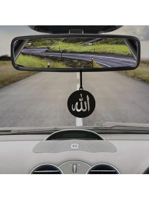 Mythriva Allah Yazılı Araba Dikiz Aynası Süsü, Siyah Renk, Daire Tasarım