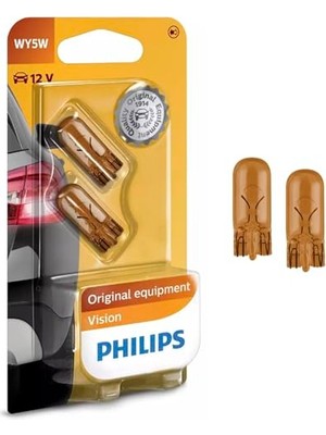 Mythriva Philips T10 Turuncu Amber Dipsiz Tavan Park Plaka WY5W 2 Adet