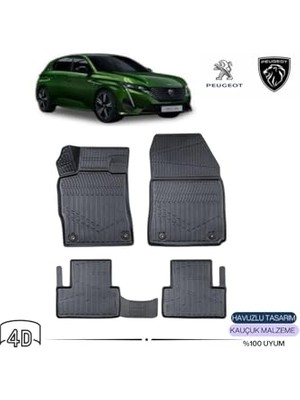 Mythriva Ototon Peugeot 308 2024 ile Uyumlu 4d Havuzlu Paspas