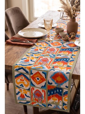 Nunuteks Dekoratif Desenli Runner | Bohem, Etnik ve Tropikal Koleksiyonu | 40X140 cm | Raşel Kumaş Runner