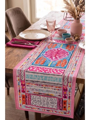 Nunuteks Dekoratif Desenli Runner | Bohem, Etnik ve Tropikal Koleksiyonu | 40X140 cm | Raşel Kumaş Runner