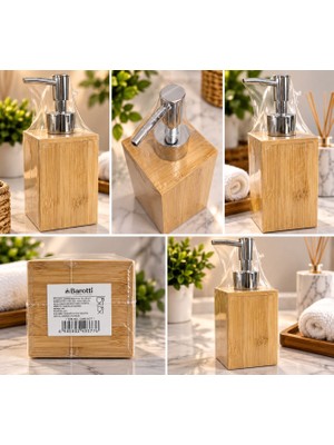 Barotti Bambu Sıvı Sabunluk – Krom Pompalı Dekoratif Mutfak & Banyo Sabun Dispenseri