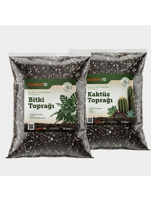 Mythriva Ikili Bitki Bakım Seti 1 Adet 5 Litre Kaktüs Toprağı + 1 Adet 5 Litre Bitki Toprağı Toprak