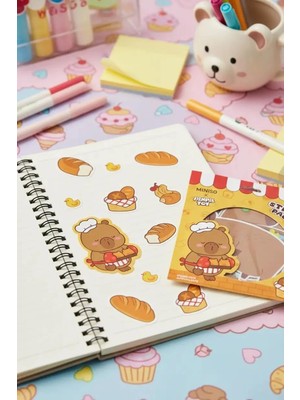 Mythriva Miniso Lisanslı Pişirme Serisi Mimibara 16 Yaprak Sticker Seti Dekoratif Kağıt Çıkartma, 2025053310102